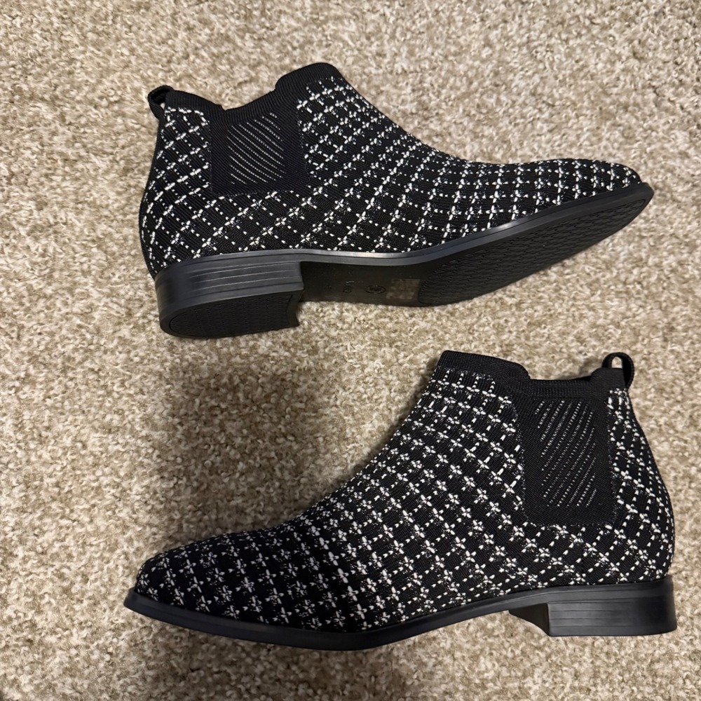 VIVAIA Black White Knit Square Toe Chelsea Ankle Boots Ryan Pro 40 classic - Picture 6 of 7